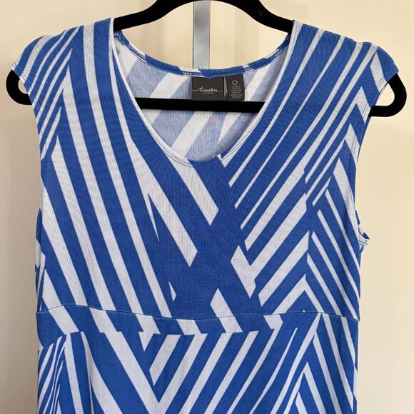 Chicos Size 0 Travelers Maxi Dress Blue White Striped Sleeveless Womens 4 Small - Picture 2 of 12